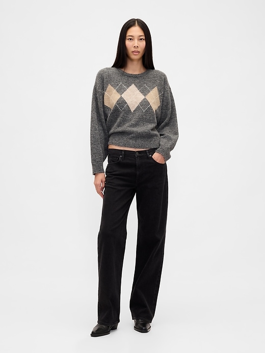 Image number 2 showing, Fuzzy Argyle Crop Sweater