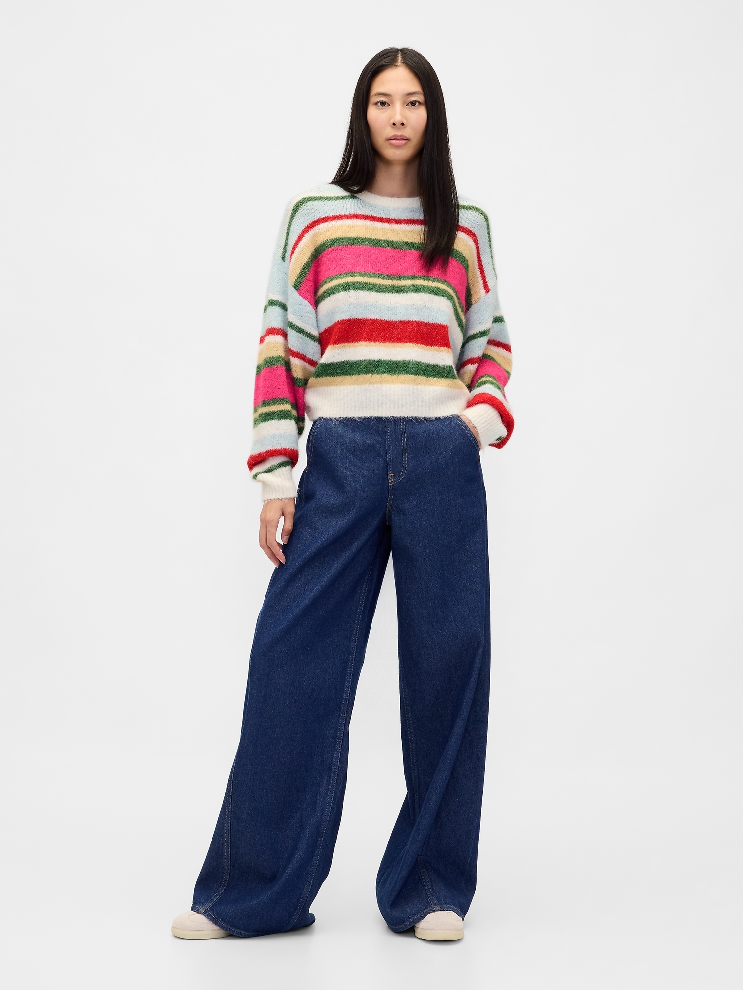 Fuzzy Oversized Crewneck Sweater