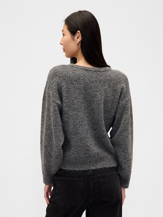 Image number 3 showing, Fuzzy Argyle Crop Sweater