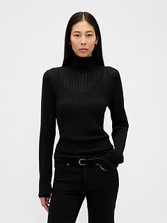 Pointelle Turtleneck Sweater