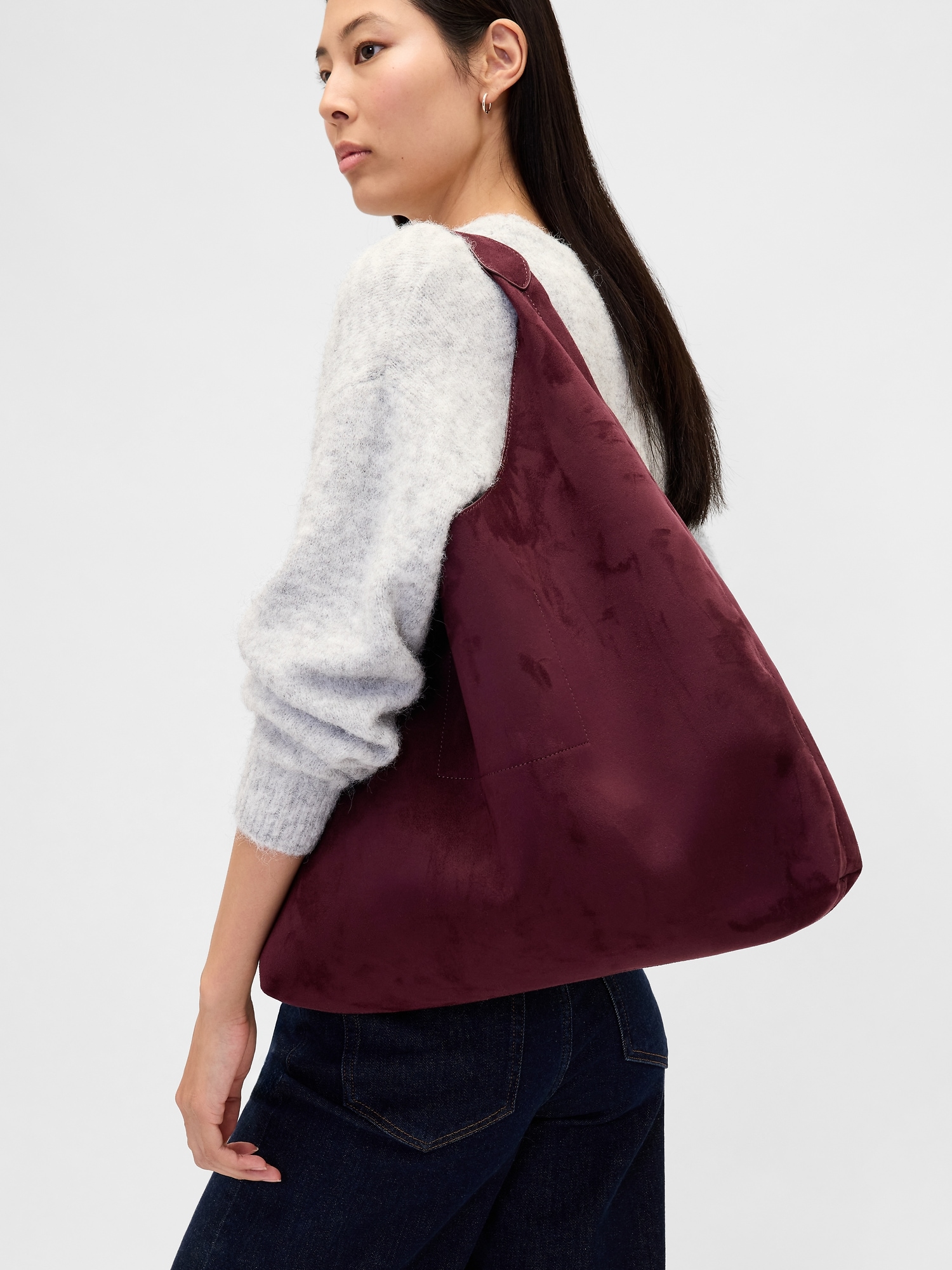 Vegan Suede Slouchy Tote Bag