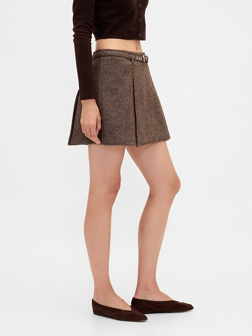 Image number 3 showing, Wool-Blend Pleated Mini Skort