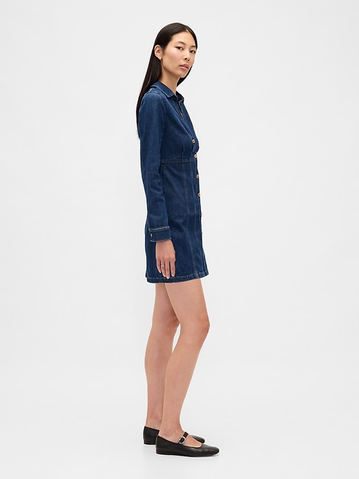 Image number 3 showing, Denim Pleated Mini Dress