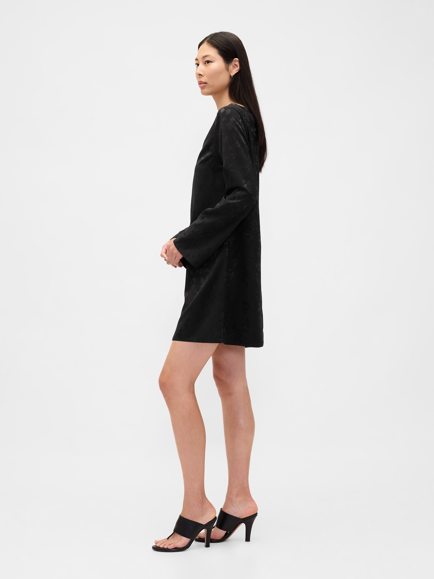Женское платье Gap Boatneck Mini Shift, цвет: Чёрный с принтом — фото 3