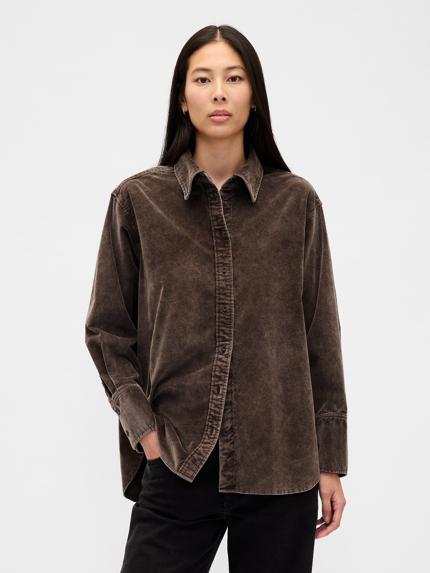Gap Corduroy Big Shirt In Brown