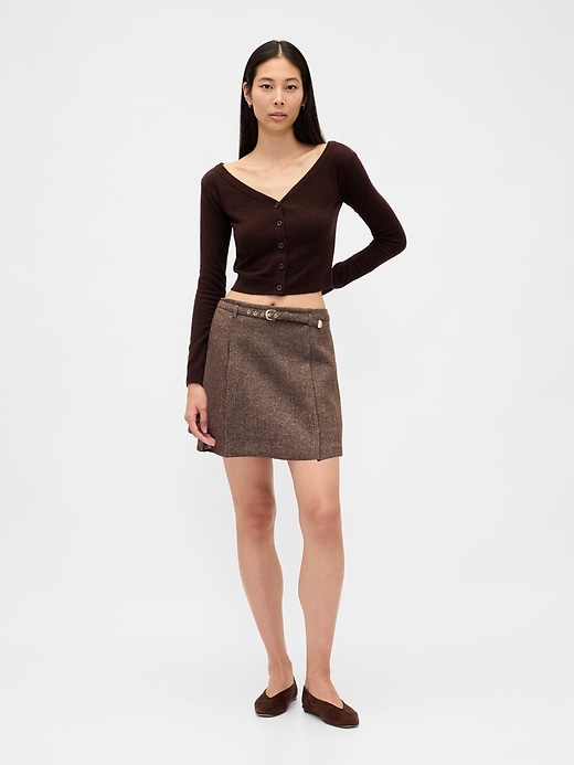 Image number 1 showing, Wool-Blend Pleated Mini Skort