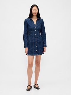 Denim Pleated Mini Dress