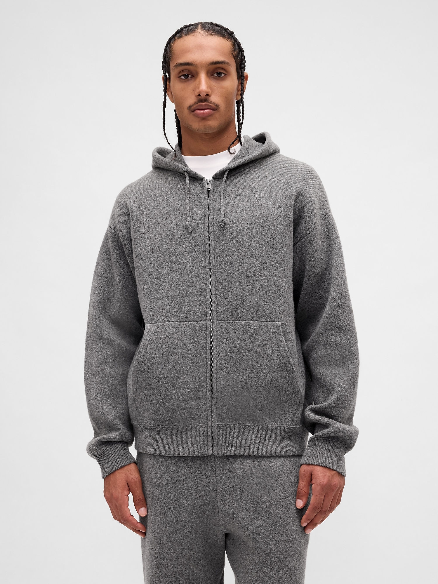 Gap Heavyweight Cashsoft Zip Sweater Hoodie In Gray