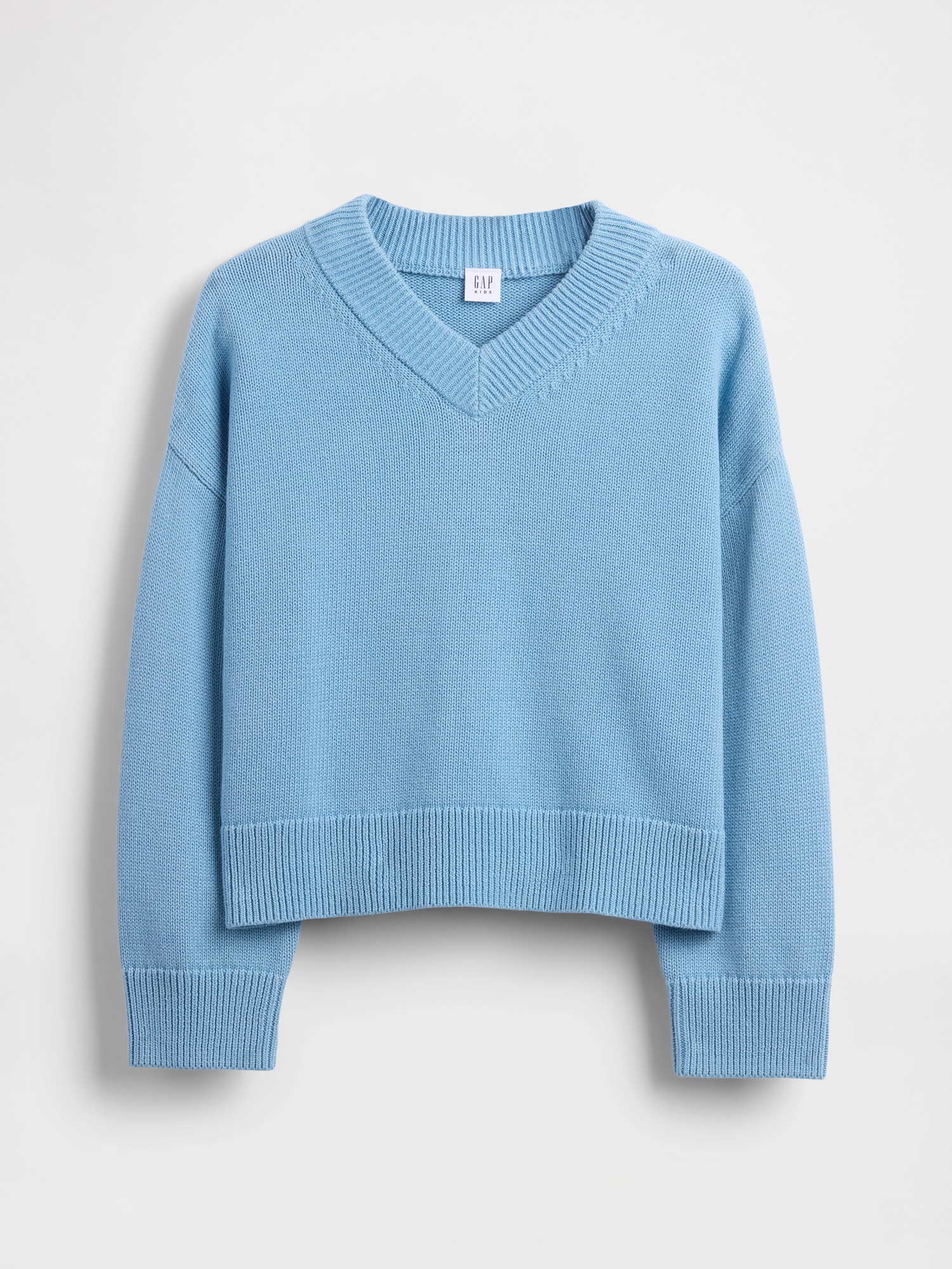 Kids Boxy V-Neck Sweater - Blue Stone