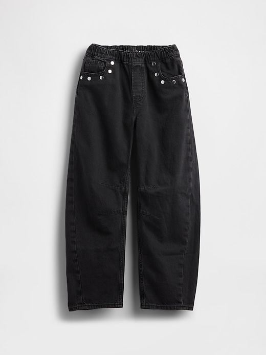 Kids High Rise Studded Easy Barrel Jeans