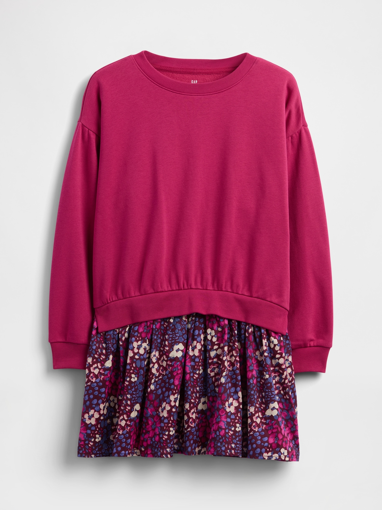 Kids VintageSoft Pleated Sweatshirt Dress - Cerise
