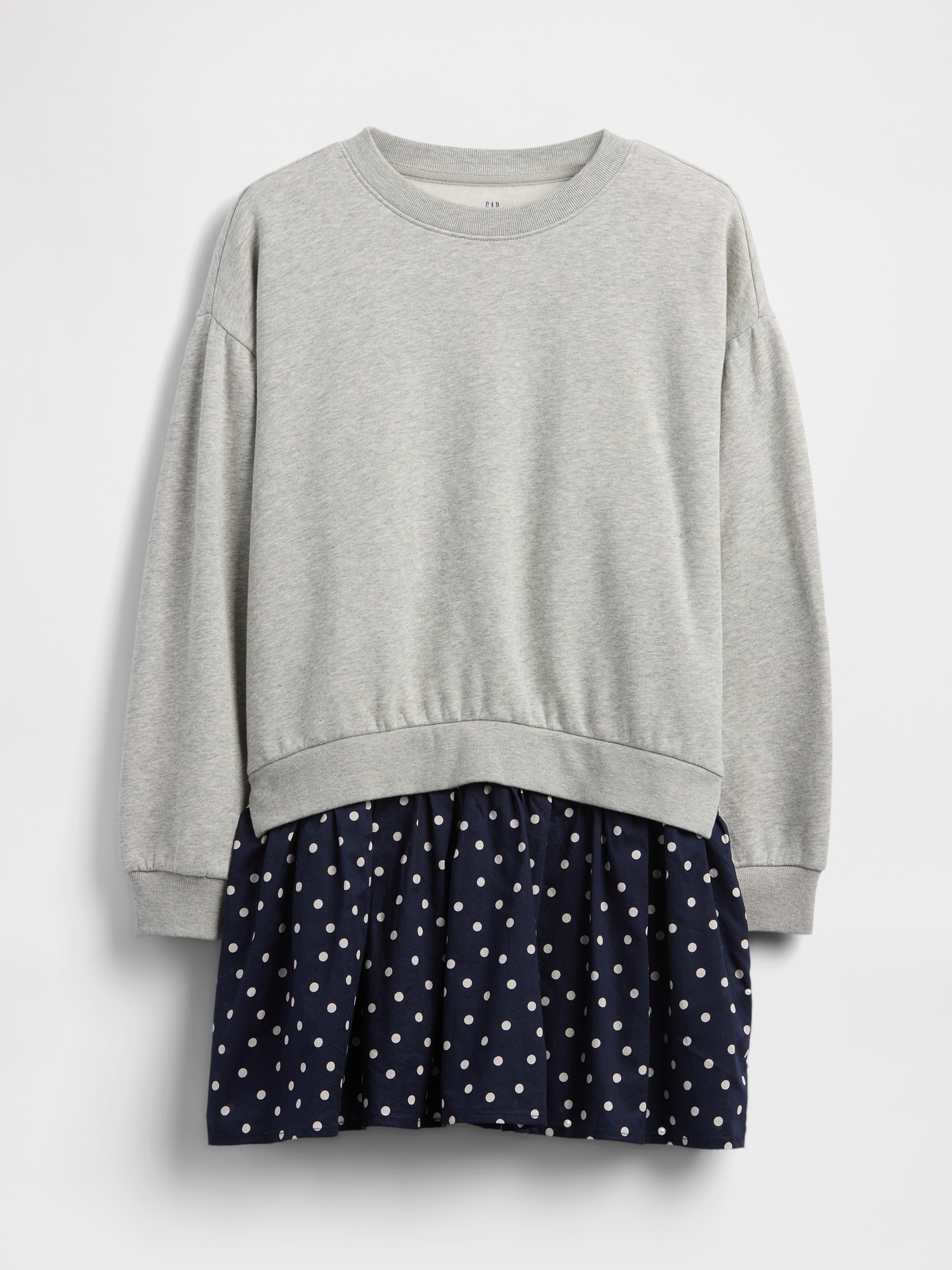 Kids VintageSoft Pleated Sweatshirt Dress - Light Heather Gray