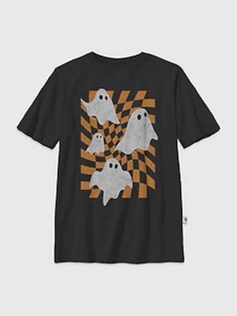 Kids Checkered Ghosts Graphic T-Shirt