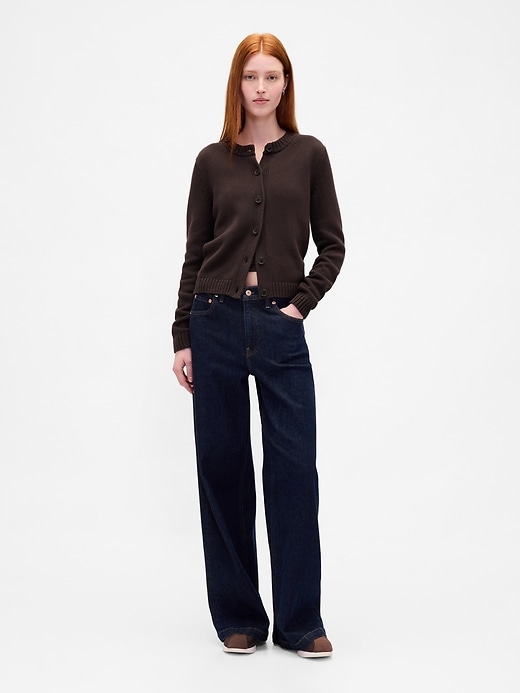 Image number 2 showing, 100% Cotton Crewneck Cardigan
