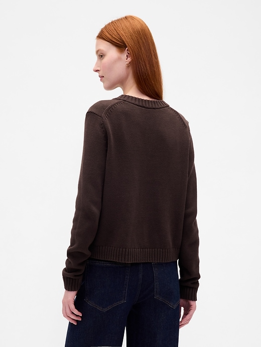 Image number 3 showing, 100% Cotton Crewneck Cardigan