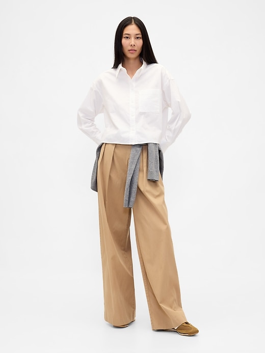Image number 2 showing, Organic Cotton Oxford Oversized Crop Shirt