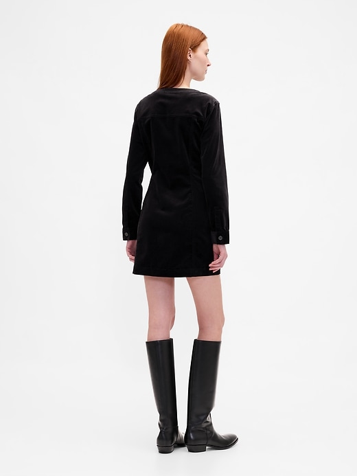 Image number 2 showing, Velvet V-Neck Pocket Mini Dress