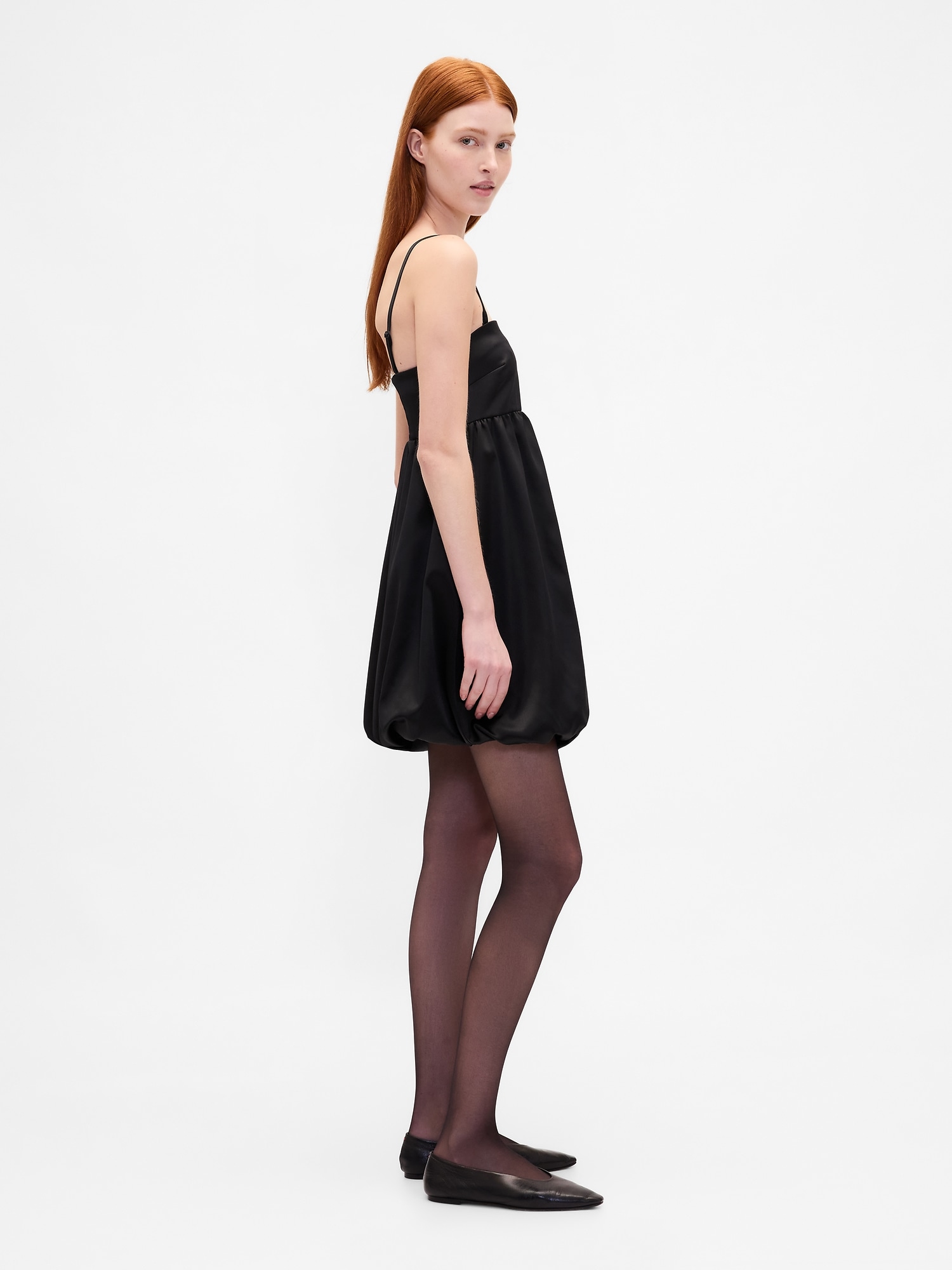 Женское платье Gap Bubble Mini, цвет: Чёрный атласный — фото 2