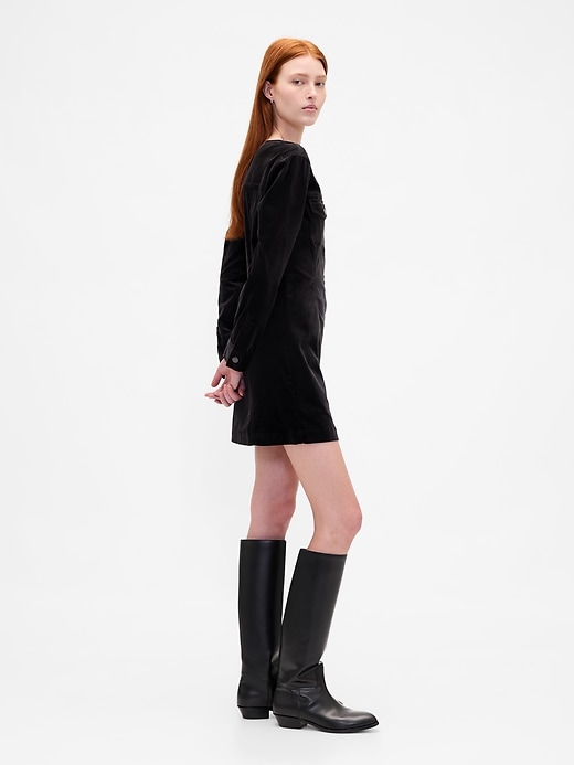 Image number 3 showing, Velvet V-Neck Pocket Mini Dress