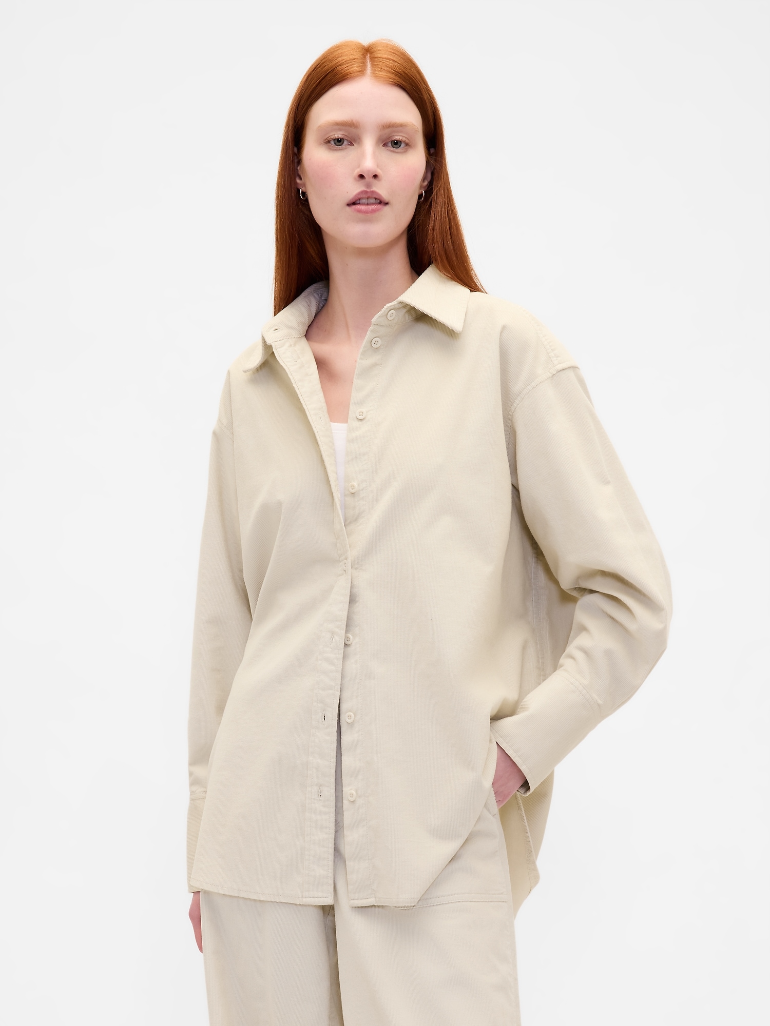 Gap Corduroy Big Shirt In Brown