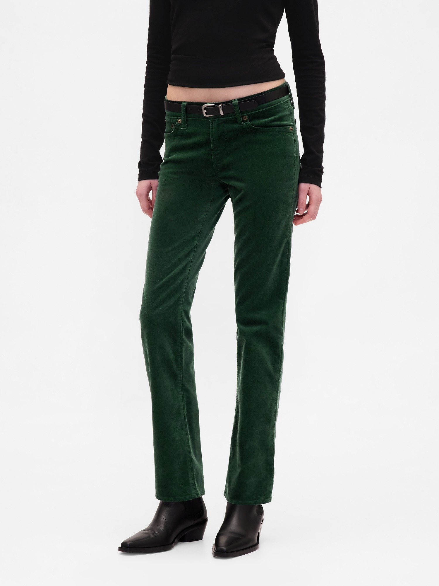 Low Rise Velvet '90s Slim Straight Pants