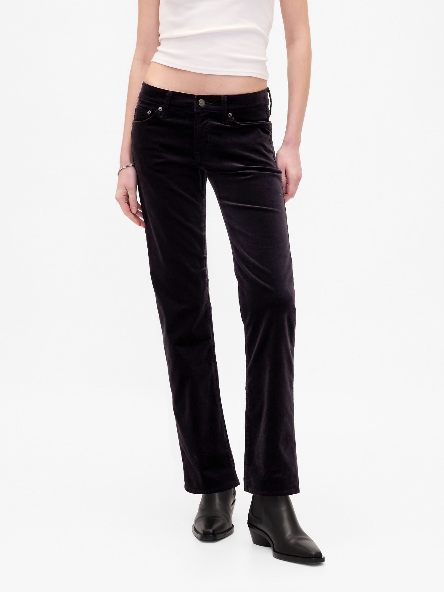 Low Rise Velvet '90s Slim Straight Pants