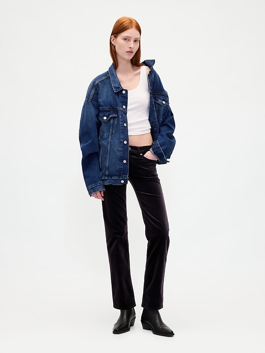 Image number 1 showing, Low Rise Velvet '90s Slim Straight Pants