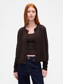 100% Cotton Crewneck Cardigan