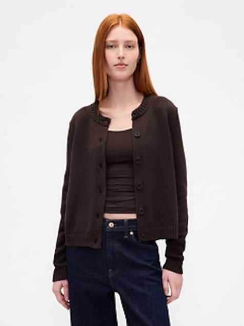 100% Cotton Crewneck Cardigan