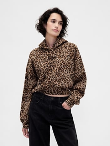 VintageSoft Crop Logo Hoodie