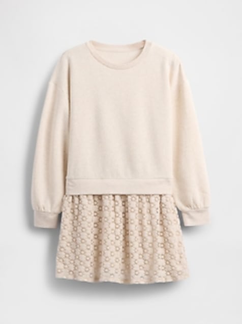 Kids Oversized Mixed Media Sweatshirt Dress