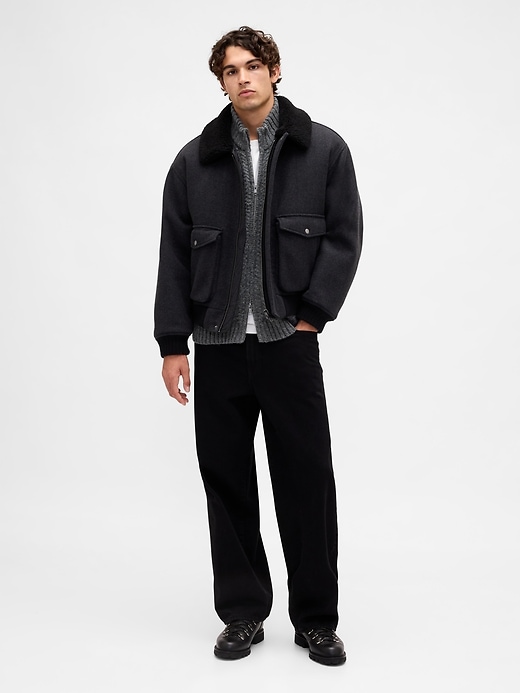 Image number 2 showing, Wool-Blend Cable-Knit Zip Cardigan Sweater