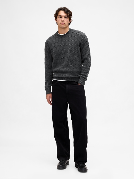 Image number 2 showing, Merino Wool-Blend Cable-Knit Sweater