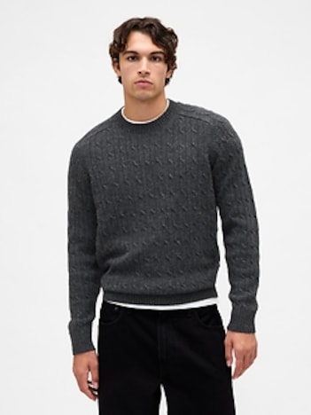 Merino Wool-Blend Cable-Knit Sweater