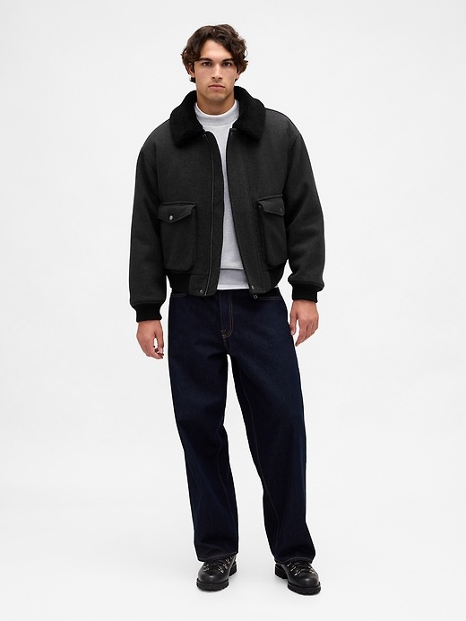 Image number 2 showing, Wool-Blend Relaxed Bomber Jacket