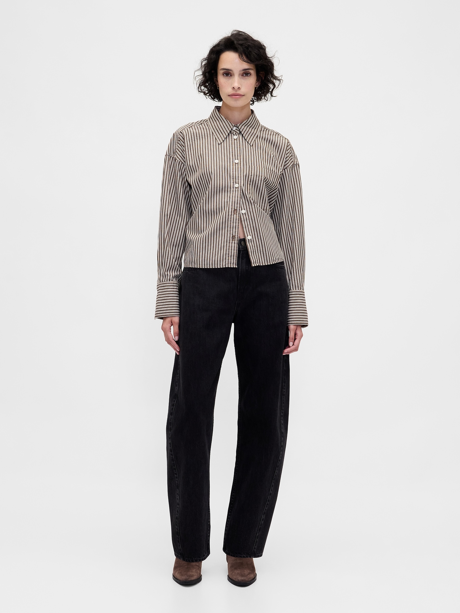 Organic Cotton Straight-Hem Crop Shirt