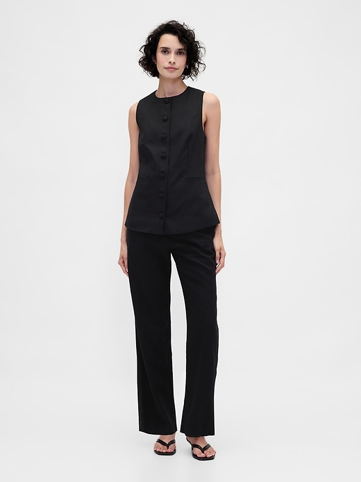 Image number 2 showing, Linen-Blend Tie-Back Longline Vest