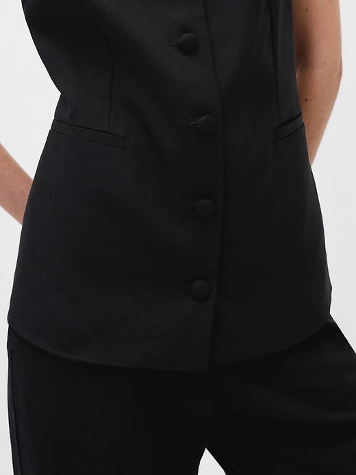 Image number 4 showing, Linen-Blend Tie-Back Longline Vest