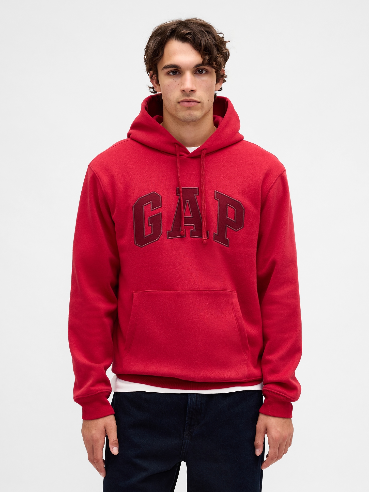 Gap Adult Vintagesoft Arch Logo Hoodie In Red