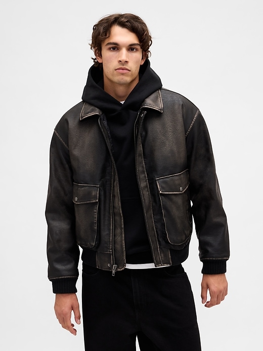 Recycled Vegan Leather Bomber Jacket