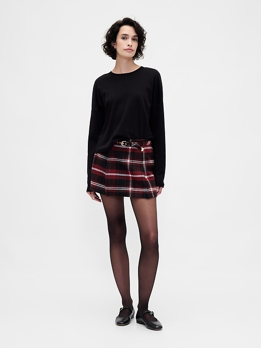 Image number 1 showing, Wool-Blend Pleated Mini Skort