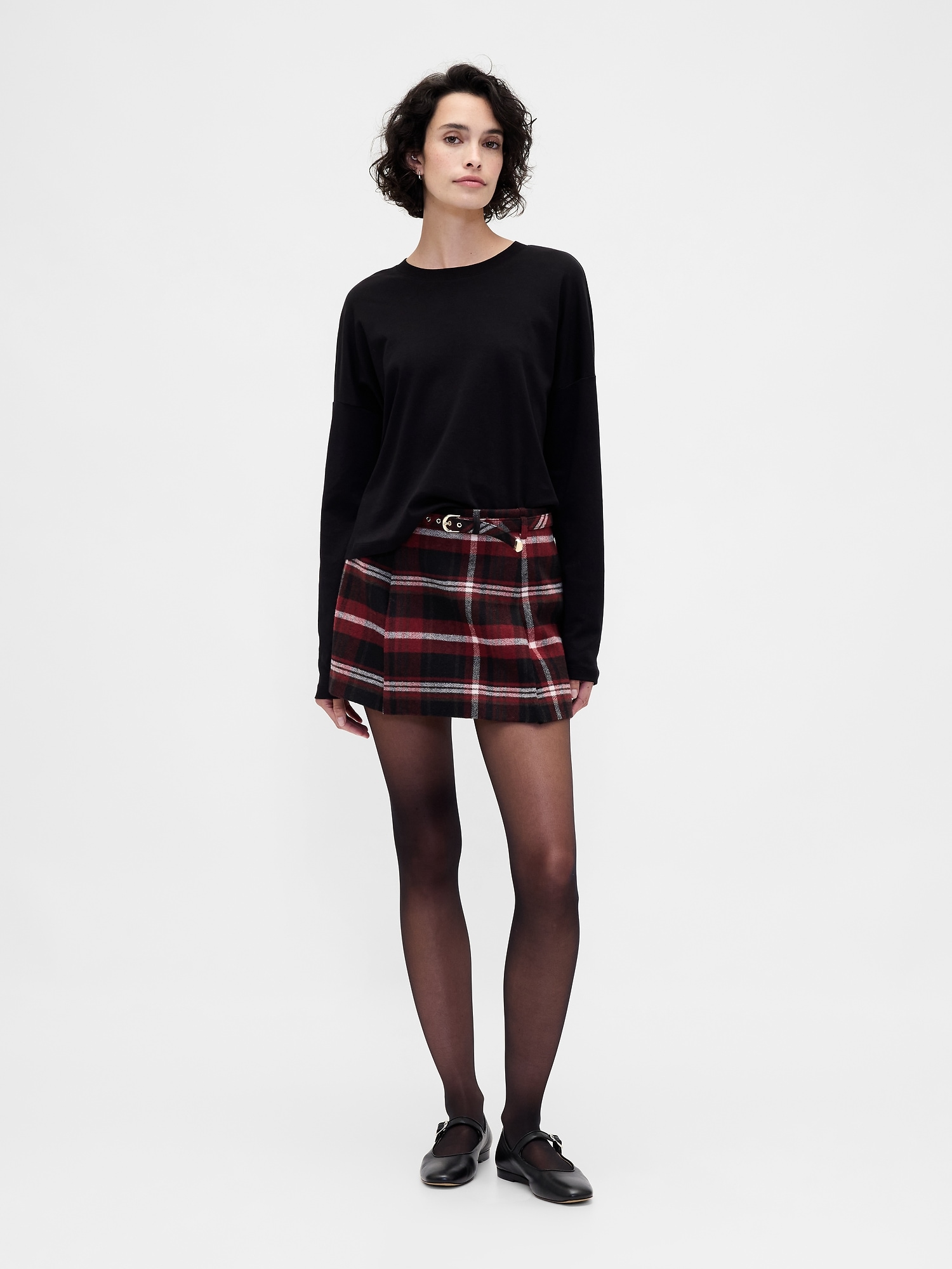 Gap Wool-blend Pleated Mini Skort In Red