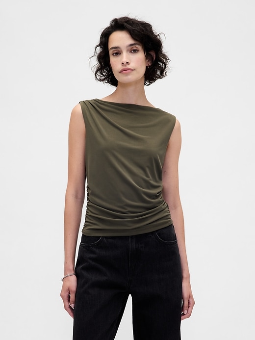 Image number 1 showing, Ruched Boatneck Top