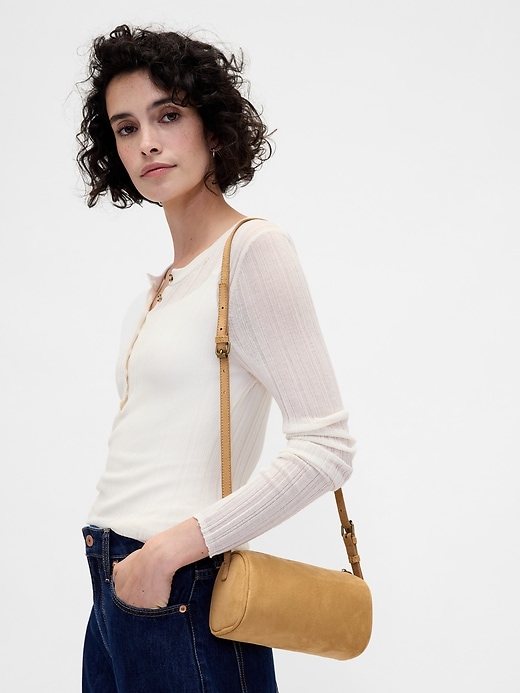 Vegan Suede Barrel Bag