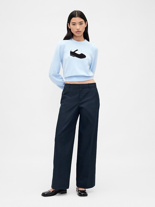 Image number 1 showing, Gap × Sandy Liang Mid Rise Bow-Back Khakis