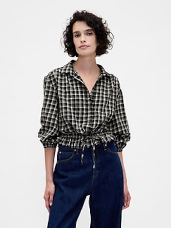 Flannel Tie-Waist Top