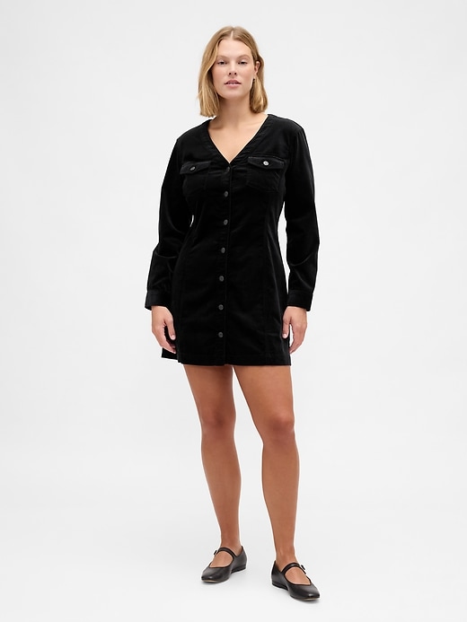Image number 5 showing, Velvet V-Neck Pocket Mini Dress