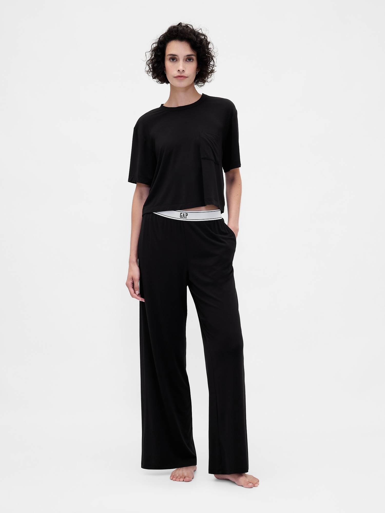 Modal Logo PJ Pants - True Black