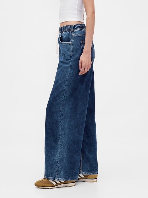 Mid Rise Knit Denim Baggy Jeans