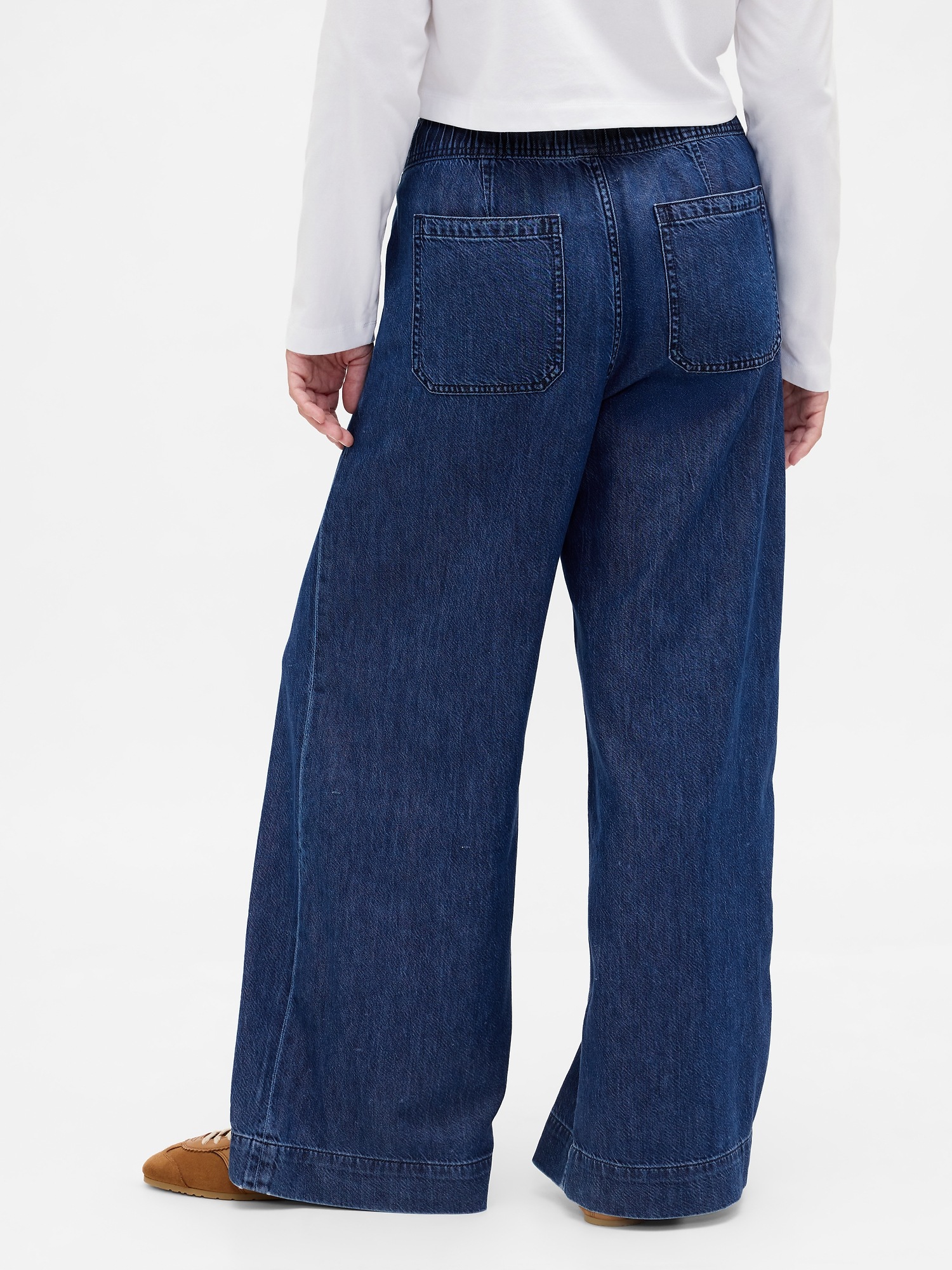 Женские джинсы Gap Mid Rise UltraSoft Pleated Baggy Jeans — фото 5